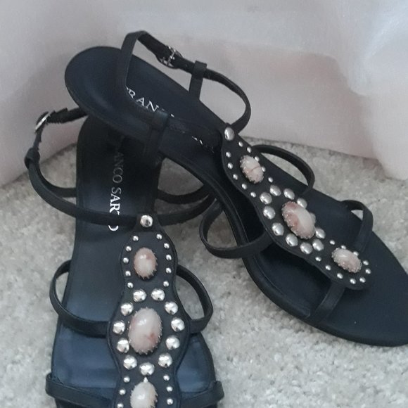 Black Franco Sarto Strappy Sandals, size 8 1/2 m. - Picture 2 of 2